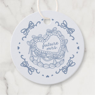 Etiquetas Para Recuerdos Torta Coquette Corazón Retro Lazo Azul Lluvia de B