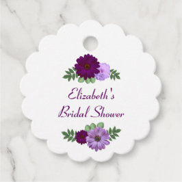 Etiquetas Para Recuerdos Torta Nupcial Floral de Peonía Púrpura