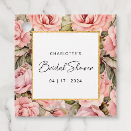 Etiquetas Para Recuerdos Torta Nupcial Floral Rosa Sonrojado