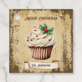 Etiquetas Para Recuerdos Torta retro vintage Feliz Navidad