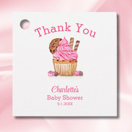 Etiquetas Para Recuerdos Torta rosa color agua con Baby Shower chocolate