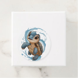 Etiquetas Para Recuerdos Tortuga Marina Adorable Fiesta de Navidad Acuarela