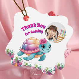 Etiquetas Para Recuerdos Tortuga marina floral cúrcuma foto cumpleaños