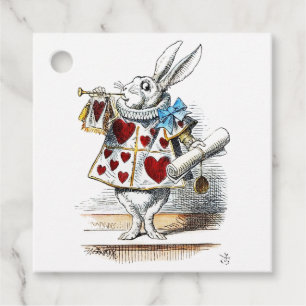 Etiquetas Para Recuerdos Tote Corazón de Conejo Blanco Alice Wonderland