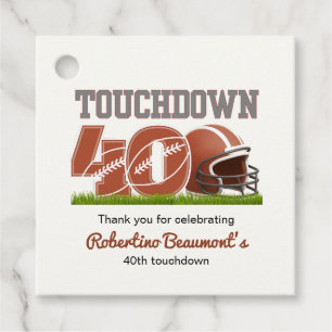 Etiquetas Para Recuerdos Touchdown Forty Funny Football 40° cumpleaños