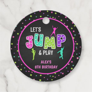 Etiquetas Para Recuerdos Trampoline Birthday Round Favor Tag - Chica