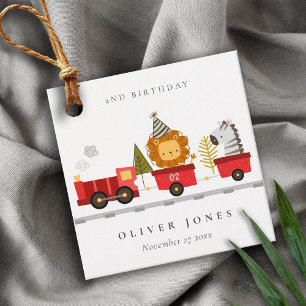 Etiquetas Para Recuerdos Tren animal de Red Woodland Cute cualquier cumplea