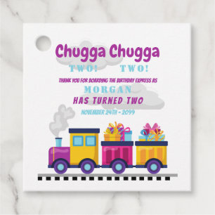 Etiquetas Para Recuerdos Tren Chugga Choo Personalizado segundo cumpleaños
