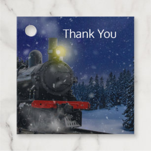 Etiquetas Para Recuerdos Tren de Navidad en la nieve