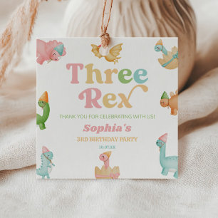 Etiquetas Para Recuerdos Tres Rex Dinosaur 3ª Fiesta de Tercer Cumpleaños