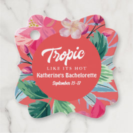Etiquetas Para Recuerdos Tropical como su soltera tropical rosa caliente