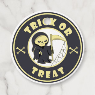 Etiquetas Para Recuerdos Truco o tratar el carácter de pañal gris de Hallow
