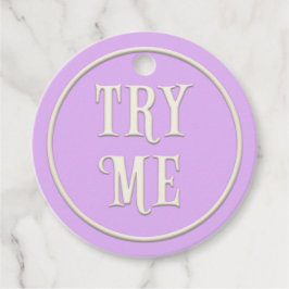 Etiquetas Para Recuerdos "Try One" Wonderland Tea Fiesta Pastel Purple