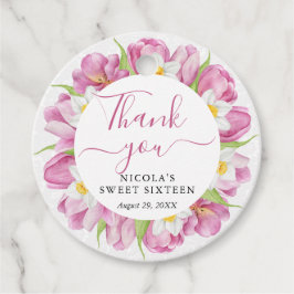 Etiquetas Para Recuerdos Tulipanes y Narcisos en Acuarela para Sweet Sixtee