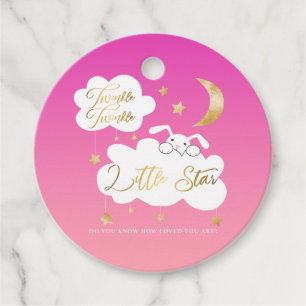 Etiquetas Para Recuerdos Twinkle Little Star Bunny Baby Shower Pink Gold