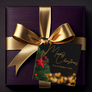 Etiquetas Para Recuerdos Twinkling Gold ilumina a Fiesta navideño moderno d