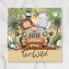 Etiquetas Para Recuerdos Two Wild Safari Animals Driving Car 2nd Birthday 