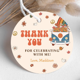 Etiquetas Para Recuerdos Un arcoiris retro groovy primer cumpleaños