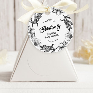 Etiquetas Para Recuerdos Un bebé está preparando Baby Shower de las Flores