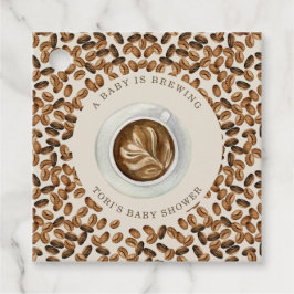 Etiquetas Para Recuerdos Un bebé está preparando café Baby Shower Favor Tag