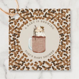Etiquetas Para Recuerdos Un Bebé Está Preparando Café Helado Favor De Baby 