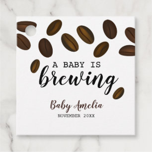 Etiquetas Para Recuerdos Un bebé prepara café Baby Shower