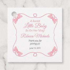 Etiquetas Para Recuerdos Un dulce bebé rosado se dobla Chica Baby Shower