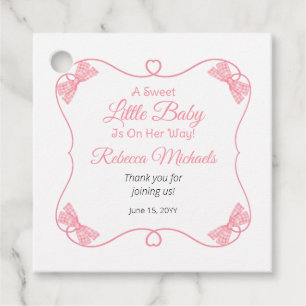 Etiquetas Para Recuerdos Un dulce bebé rosado se dobla Chica Baby Shower