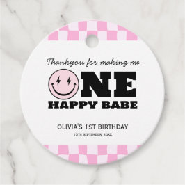 Etiquetas Para Recuerdos Un feliz cumpleaños de Babe Pink Checkered