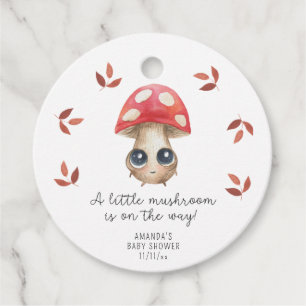 Etiquetas Para Recuerdos Un hongo pequeño está en camino - Baby shower