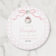 Un lazo rosa de pequeña calabaza Otoño Baby Shower