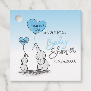 Etiquetas Para Recuerdos Un niño de corazón lindo, mamá elefante azul y Bab
