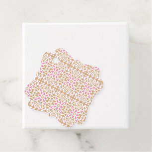 Etiquetas Para Recuerdos un patrón de flor rosa y blanca sobre un fondo mar