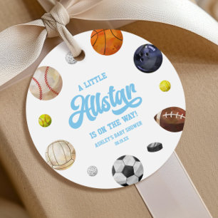 Etiquetas Para Recuerdos ¡Un pequeño Allstar está en camino! Baby Shower de