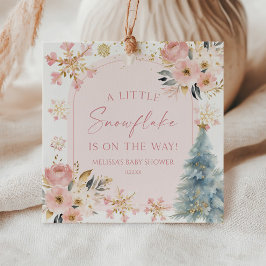 Etiquetas Para Recuerdos Un pequeño Baby Shower de invierno rosa con copo d