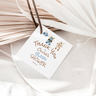 Etiquetas Para Recuerdos Un pequeño Cowboy Blue Brown Clothesline Baby Show