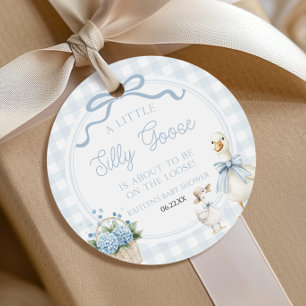 Etiquetas Para Recuerdos Un pequeño ganso tonto lazo floral azul baby showe