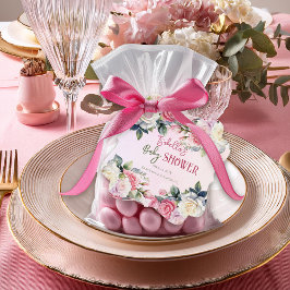 Etiquetas Para Recuerdos Un pequeño Rosa Chica Floral Damask Baby Shower