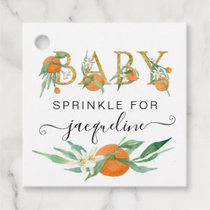 Etiquetas Para Recuerdos Un poco curas de color de agua Naranja Baby Shower