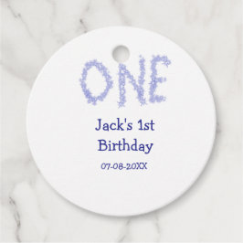 Etiquetas Para Recuerdos Un purpurina azul niño moderno de primer cumpleaño