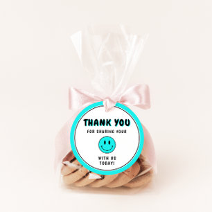 Etiquetas Para Recuerdos Un tipo feliz/Gal Blue Smiley Gracias