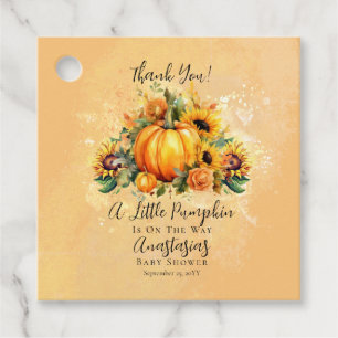 Etiquetas Para Recuerdos Una pequeña calabaza   Baby Shower de caída de gir