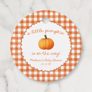 Etiquetas Para Recuerdos Una pequeña calabaza caprichosa naranja Baby Showe