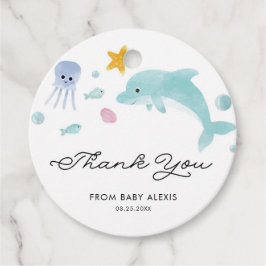 Etiquetas Para Recuerdos Under the Seas Dolphin Baby Shower Gracias