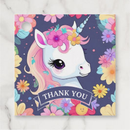 Etiquetas Para Recuerdos Unicornio blanco adorable con flores