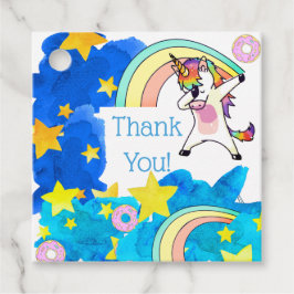 Etiquetas Para Recuerdos Unicornios Lluvia de Donas en Cielo Estrellado Azu