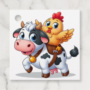 Etiquetas Para Recuerdos vaca/pollo personalizado lindo