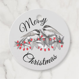 Etiquetas Para Recuerdos Vacaciones de Maine Chickadee Bird Pen y Navidades