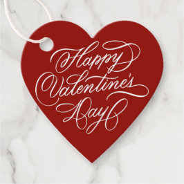 Etiquetas Para Recuerdos Valentines Day Elegant Calligraphy Deep Red Heart