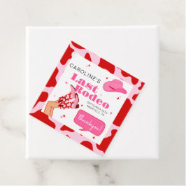 Etiquetas Para Recuerdos Vaquera Rojo y Rosa Último Rodeo Fiesta de Despedi